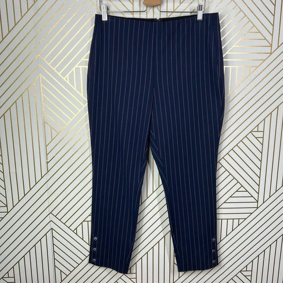 Rag and Bone Simone Snap Pant in Navy Blue‎ Stripe Size US 14 - Picture 2 of 12